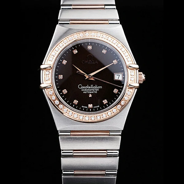 Omega Constellation Jewelry Diamond Case Black Dial new58125