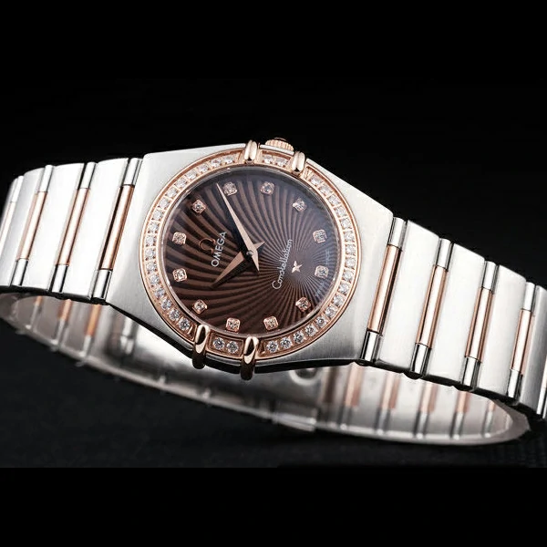 Omega Constellation Jewelry Diamond Case Radial Emblem Brown Dial new58140