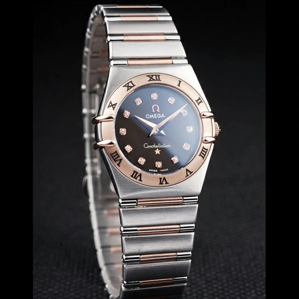 Omega Constellation Jewelry Rose Gold Case Black Dial new58137