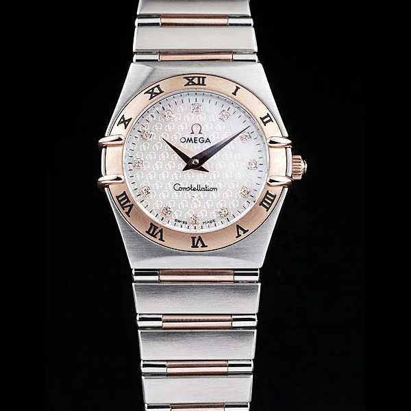 Omega Constellation Jewelry Rose Gold Case Omega Emblem White Dial new58141