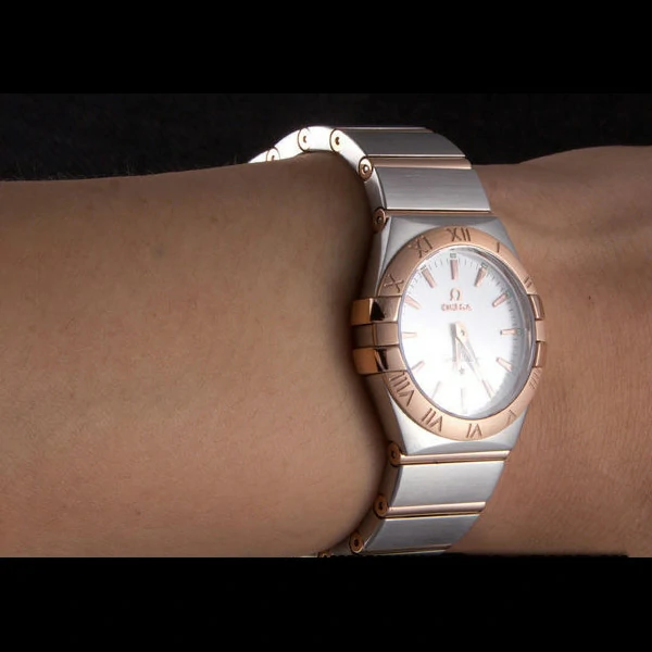 Omega Constellation Rose Gold Bezel Two Tone Band new59555