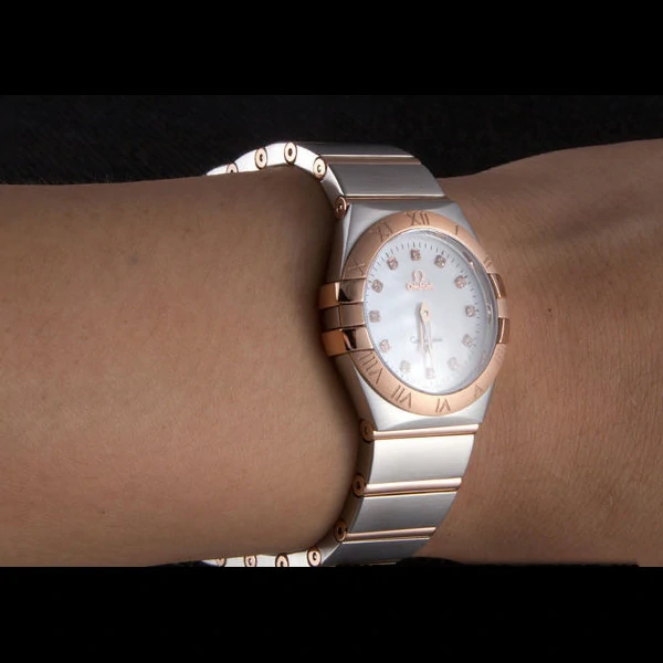 Omega Constellation Rose Gold Bezel Two Tone Band new59556