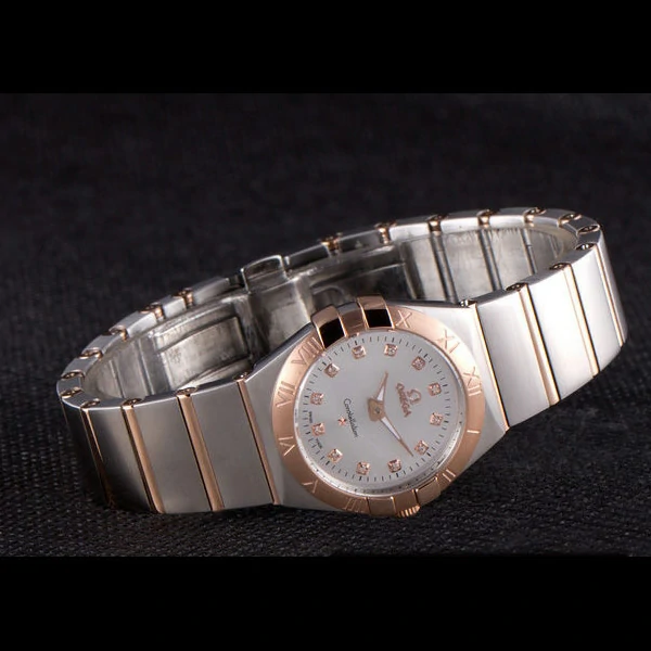 Omega Constellation Rose Gold Bezel Two Tone Band new59558