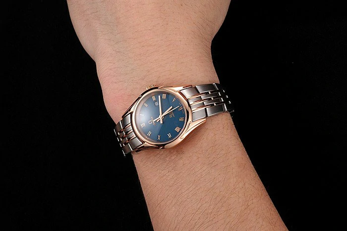 Omega De Ville Ladies Blue Dial Rose Gold Case Two Tone Bracelet new123889