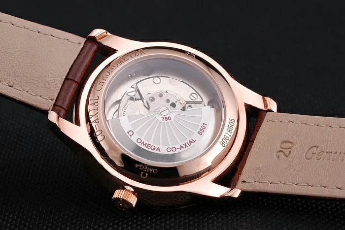 Omega De Ville Prestige Co Axial White Dial Rose Gold Case Brown Leather Strap Roman Numeral new121240