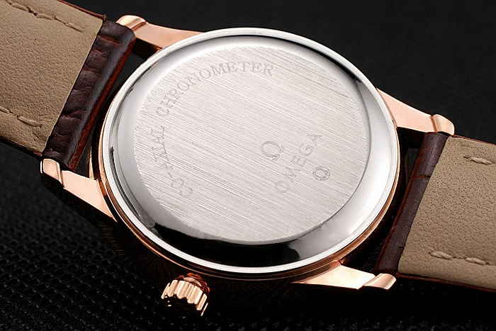 Omega De Ville Prestige Ladies White Dial Rose Gold Case Brown Leather Strap new123370