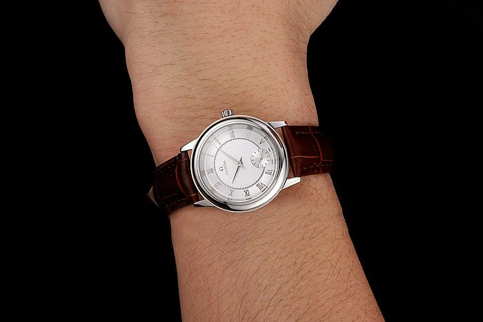 Omega De Ville Prestige Small Seconds Silver Dial Stainless Steel Case Brown Leather Strap new123364