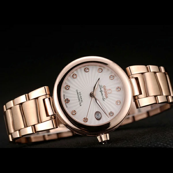 Omega DeVille Ladymatic Rose Gold Stainless Steel Strap White Dial new58894