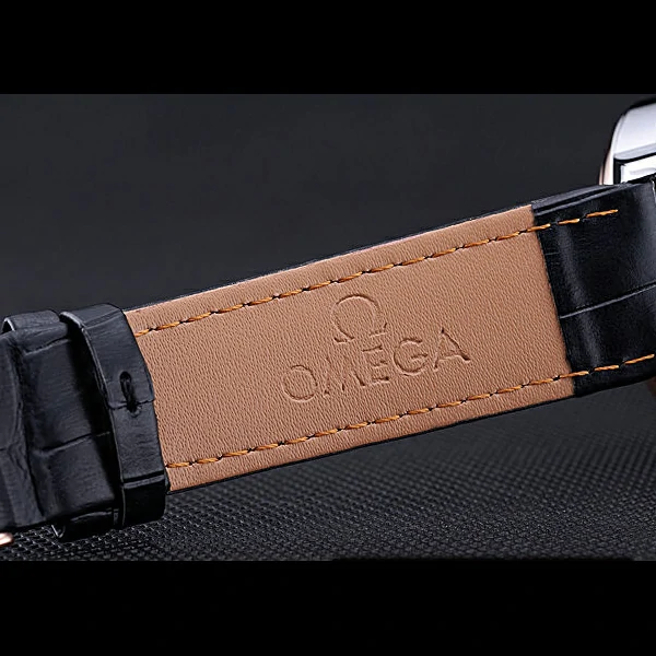 Omega DeVille Prestige Black Dial Gold Case Black Leather Bracelet new60485