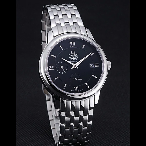 Omega DeVille Prestige Black Dial Stainless Steel Bracelet new60487