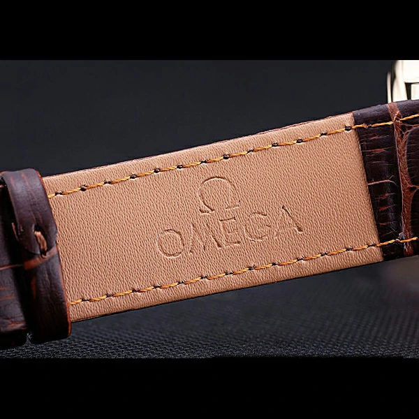 Omega DeVille Prestige Silver Dial Gold Case Brown Leather Bracelet new60483