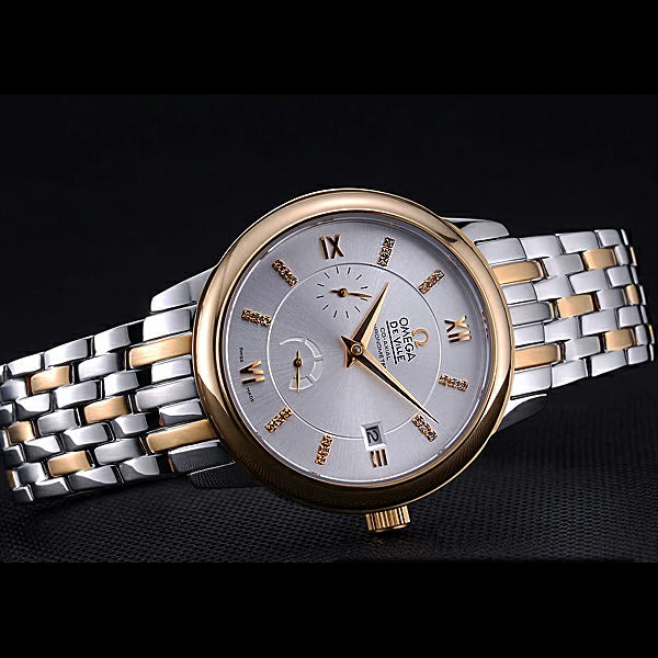 Omega DeVille Prestige Silver Dial Stainless Steel And Gold Bracelet new60486