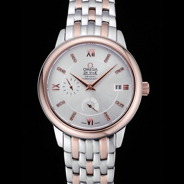 Omega DeVille Prestige Silver Dial Stainless Steel And Rose Gold Bracelet new60488