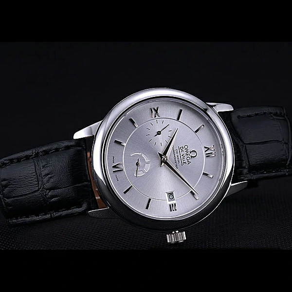 Omega DeVille Prestige Silver Dial Stainless Steel Case Black Leather Bracelet new60480