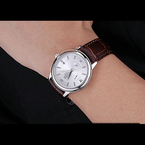 Omega DeVille Prestige Silver Dial Stainless Steel Case Brown Leather Bracelet new60484