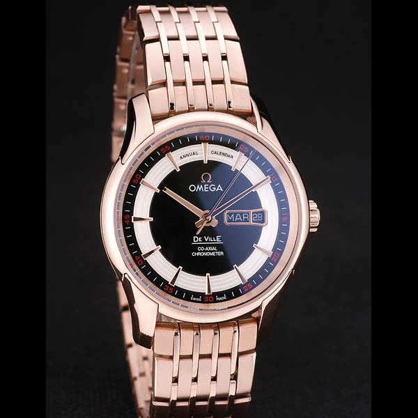 Omega DeVille Rose Gold Bezel Black Dial new58960