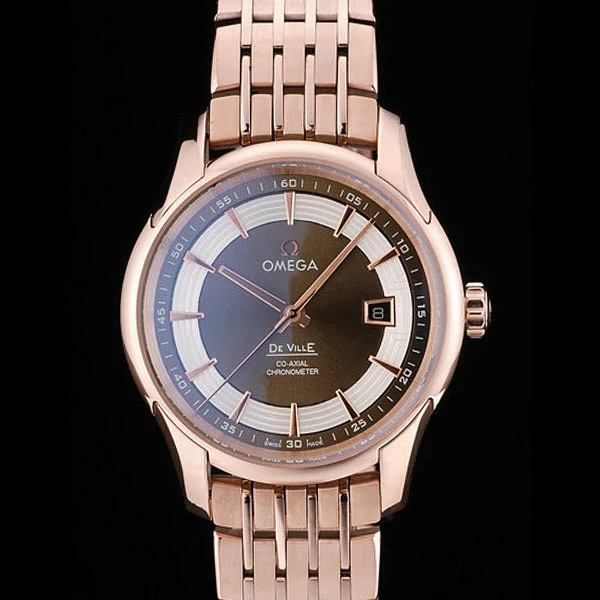 Omega DeVille Rose Gold Bezel Brown Dial new58971