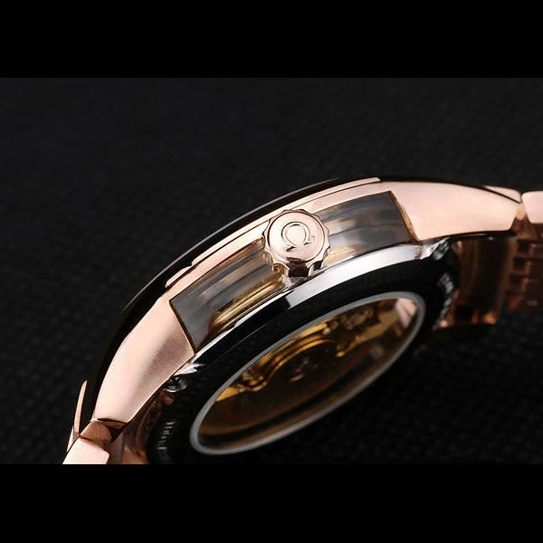 Omega DeVille Rose Gold Bezel Roman Numbers Blue Dial new58974