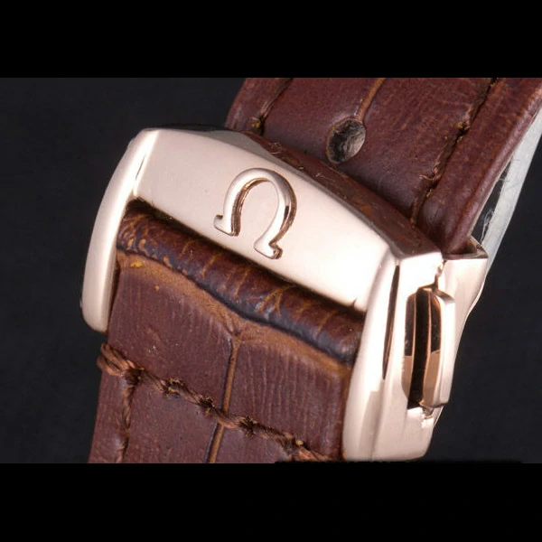 Omega DeVille Rose Gold Bezel with White Dial and Brown Leather Strap new59660