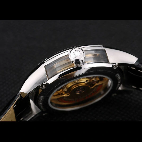 Omega DeVille Stainless Steel Bezel Black Leather Strap new58985