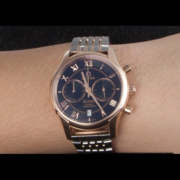 Omega DeVille Two Tone Links Black Dial new59652