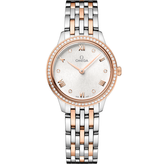 Omega Replica Watch De Ville Prestige, 18k Sedna™ Gold, Stainless Steel and Diamond-set, 27.5 mm, Quartz, 434.25.28.60.52.001