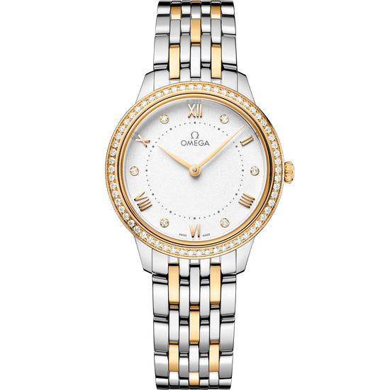 Omega Replica Watch De Ville Prestige, Stainless Steel, 18k Yellow Gold and Diamond-set, 30 mm, Quartz, 434.25.30.60.52.002