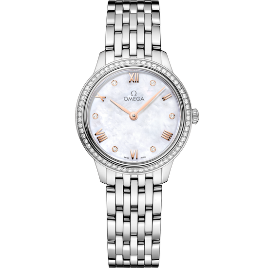 Omega Replica Watch De Ville Prestige, Stainless Steel and Diamond-set, 27.5 mm, Quartz, 434.15.28.60.55.001