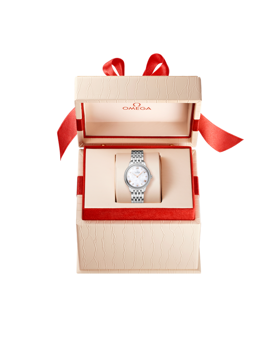 Omega Replica Watch De Ville Prestige, Stainless Steel and Diamond-set, 27.5 mm, Quartz, 434.15.28.60.55.001