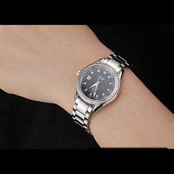 Omega Seamaster Aqua Terra Black Dial Diamond Case Stainless Steel Bracelet new60342