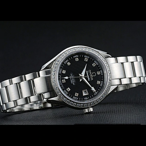 Omega Seamaster Aqua Terra Black Dial Diamond Case Stainless Steel Bracelet new60342