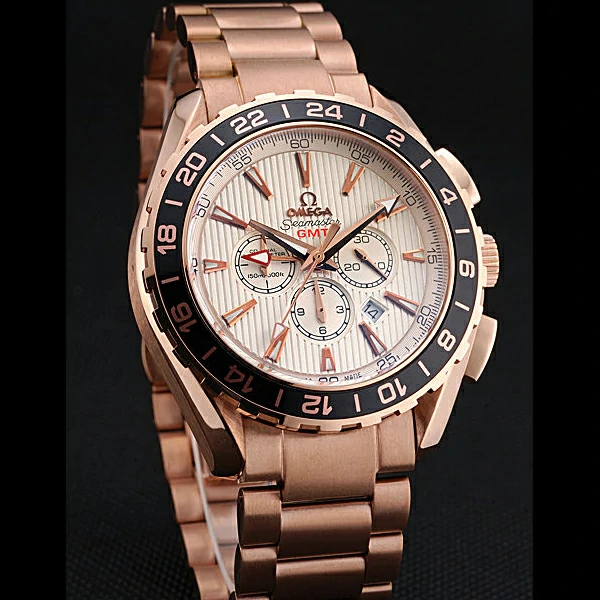 Omega Seamaster Aqua Terra Chrono GMT Ivory Dial Gold Bracelet new60422
