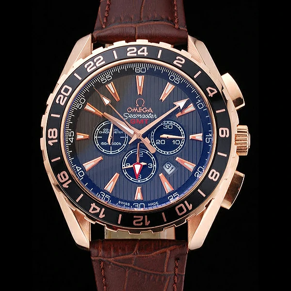 Omega Seamaster Aqua Terra Chrono GMT Teak Grey Dial Brown Leather Bracelet new60425