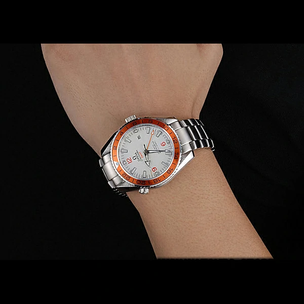 Omega Seamaster GMT White Dial Orange Bezel Stainless Steel Case new60644