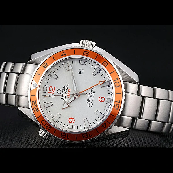Omega Seamaster GMT White Dial Orange Bezel Stainless Steel Case new60644
