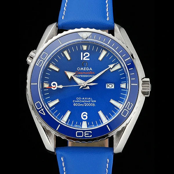 Omega Seamaster Planet Ocean Blue Dial Blue Leatherl Bracelet new60427