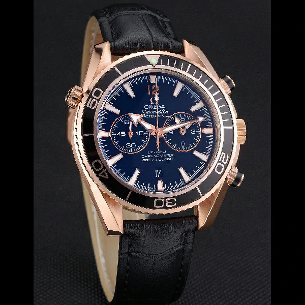 Omega Seamaster Planet Ocean Chronograph Ceragold Black Dial new60286