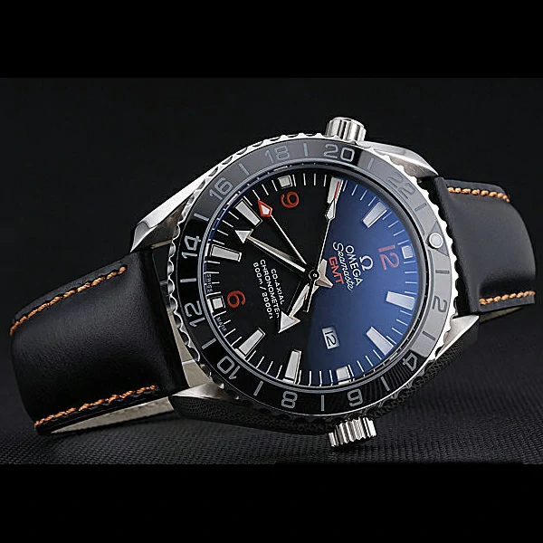 Omega Seamaster Planet Ocean GMT Black Dial Black Leather Band new60288