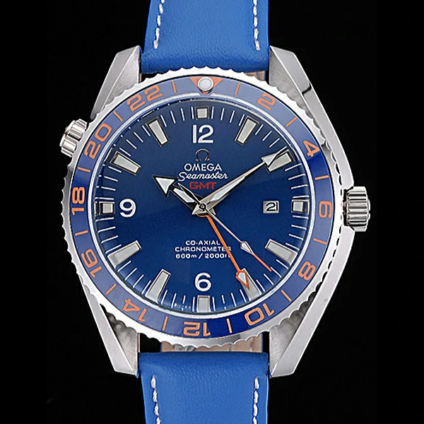 Omega Seamaster Planet Ocean GMT Blue Dial Blue Leather Band new60289