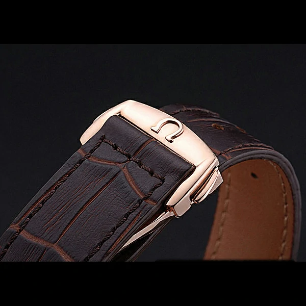 Omega Seamaster Planet Ocean GMT White Dial Rose Gold Case Brown Leather Band new60295