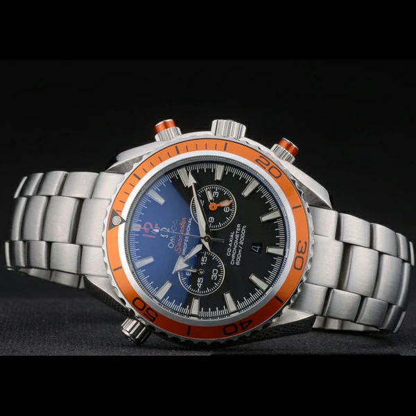 Omega Seamaster Planet Ocean Orange Tachymeter Black Dial Stainless Steel Strap new59205