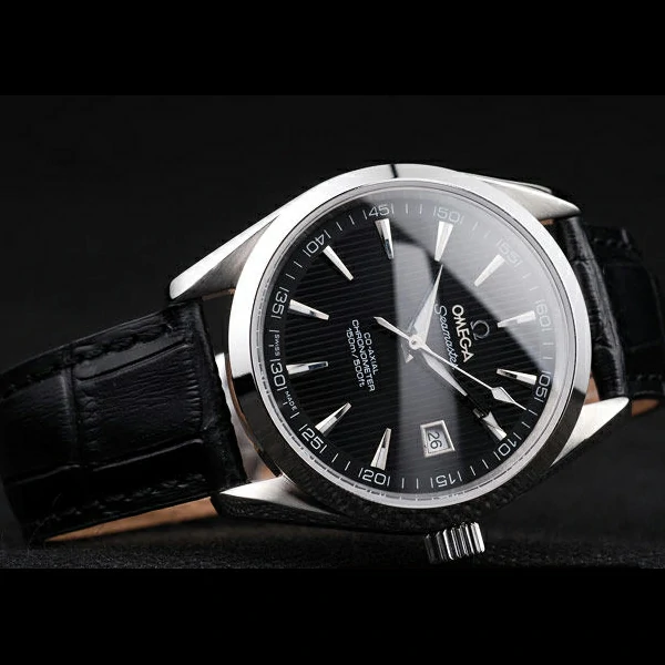 Omega Seamaster Railmaster Black Strap Black Striped Dial new58122