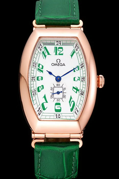 Omega Sochi Petrograd White Dial Gold Case Green Leather Strap new120964