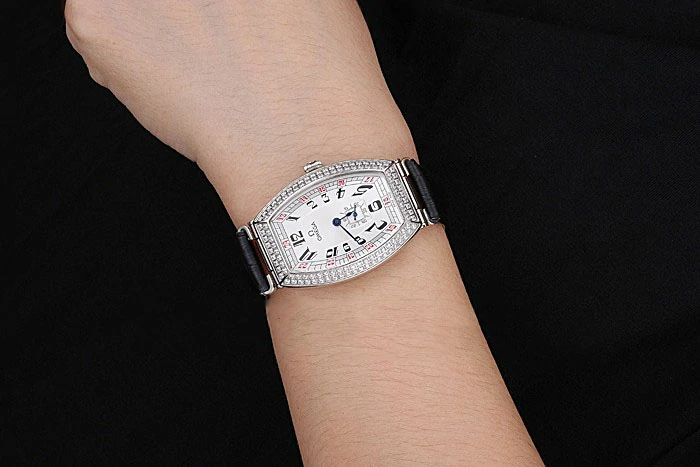 Omega Sochi Petrograd White Dial With Diamonds Stainless Steel Case Black Leather Strap new120966