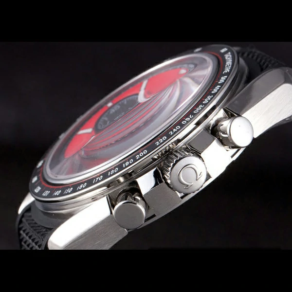 Omega Speedmaster Black Rubber Bracelet Red Dial new59419