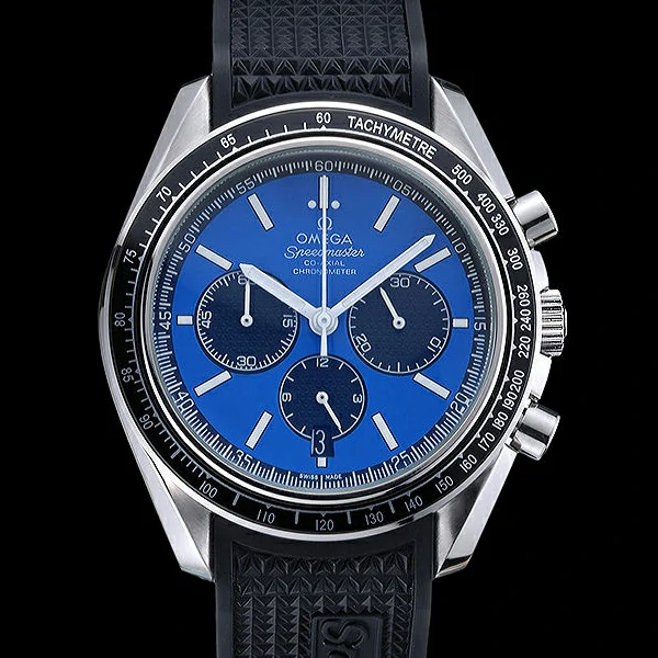 Omega Speedmaster Black Rubber Strap Blue Dial new59944