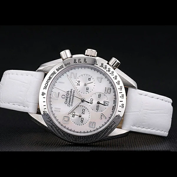 Omega Speedmaster Chronograph White Dial White Leather Bracelet new60345
