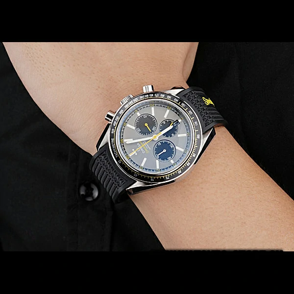 Omega Speedmaster Racing Chronograph Grey Dial Rubber Bracelet new60429