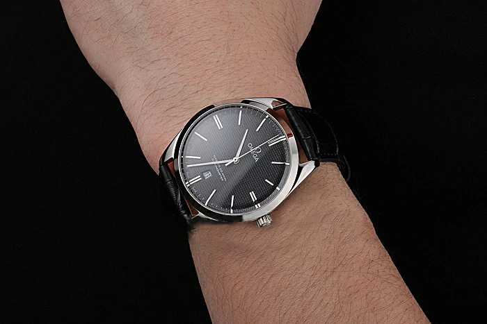 Omega Tresor Master Co Axial Black Dial Stainless Steel Case Black Leather Strap new121397