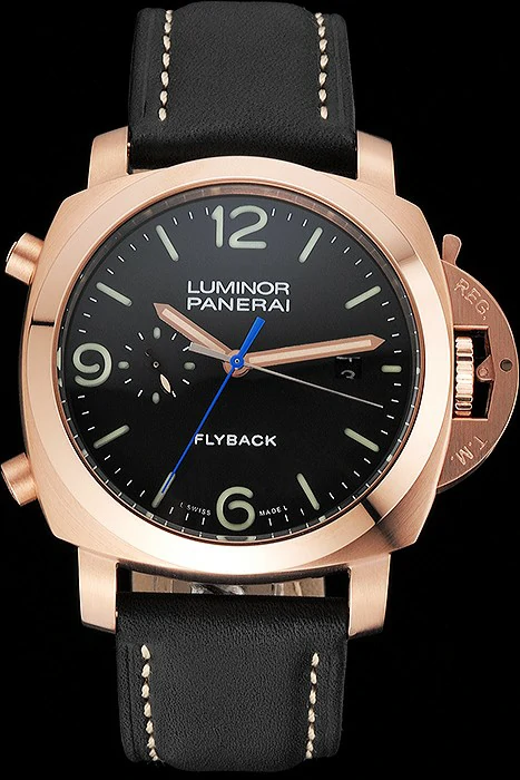 Panerai Luminor 1950 3 Days Chrono Flyback Black Dial Rose Gold Case Black Leather Strap new122725